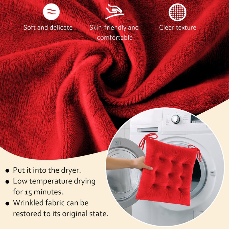 ELFJOY Rocking Chair Cushion Large Rocking Chair Pads with Ties Premium Tufted High Back and Seat Cushion 2 Piece Set Red - Image 4